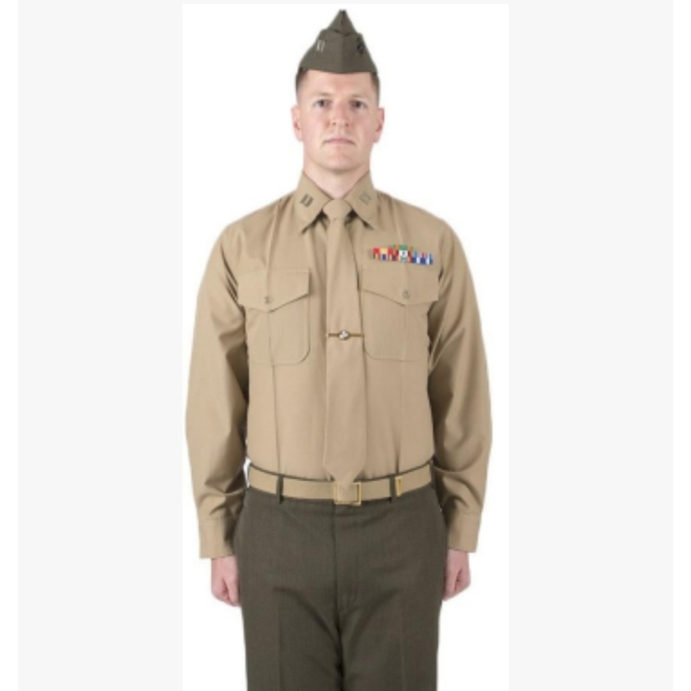 USMC Marine Uniform Khaki Service B Service Shirt Long SLEEVE 16×34